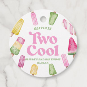 Étiquettes Cadeau Deux Cool Pink Retro Popsicle 2ème anniversaire fê