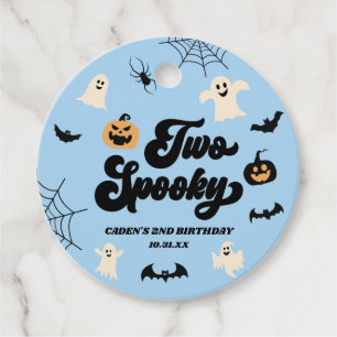 Étiquettes Cadeau Deux Éffrayants Blue Halloween 2e fête d'anniversa