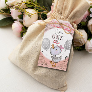 Étiquettes-cadeau Deux Faces Une Oie Idiote 1er Anniversaire Photo