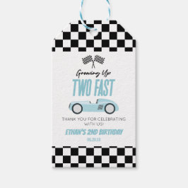 Étiquettes-cadeau Deux Fast Blue Race Car 2e fête d'anniversaire