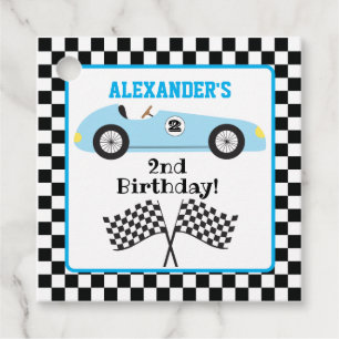 Étiquettes Cadeau Deux Fast Racecar Blue Racecar Boy Anniversaire