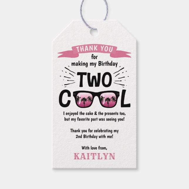 Étiquettes-cadeau Deux filles Cool 2e anniversaire Merci de fête (Devant)