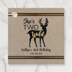 Étiquettes Cadeau Deux Filles sauvages Cerf de bois 2e anniversaire