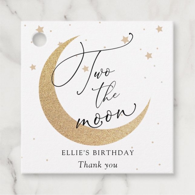 Étiquettes Cadeau Deux La Lune Anniversaire (Devant)