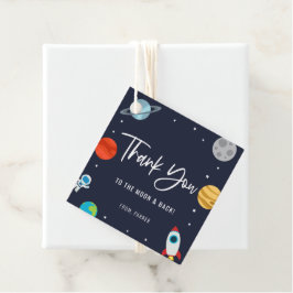 Étiquettes Cadeau Deux L'Espace Lune Thème Anniversaire Fête Merci