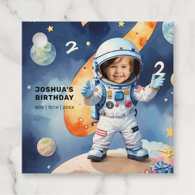 Étiquettes Cadeau Deux lune fête d'anniversaire 2 (Devant)