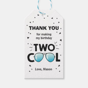 Étiquettes-cadeau Deux Lunettes de soleil Cool Anniversaire Merci Fa
