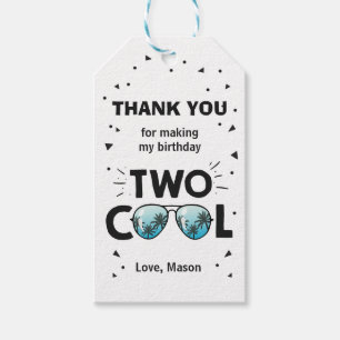 Étiquettes-cadeau Deux Lunettes de soleil Cool Anniversaire Merci Fa