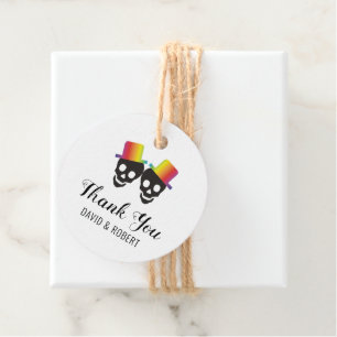 Étiquettes Cadeau Deux mariés et confettis Merci mariage gay