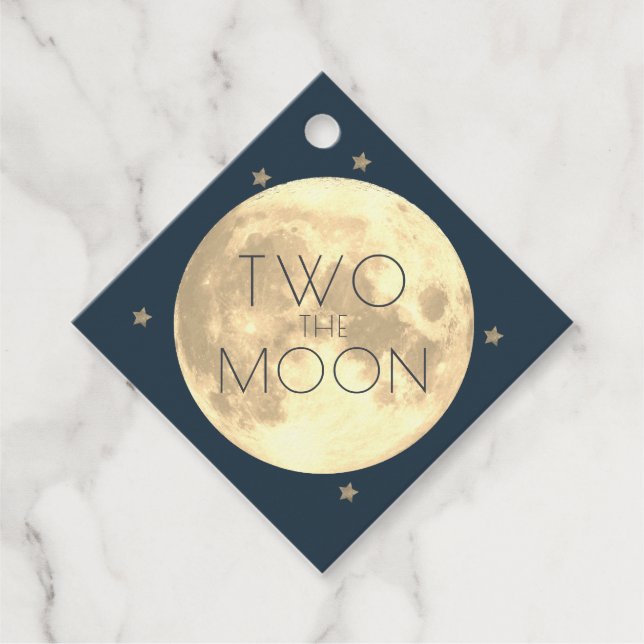 Étiquettes Cadeau Deux Moon Boy 2e anniversaire Merci bleu (Devant)