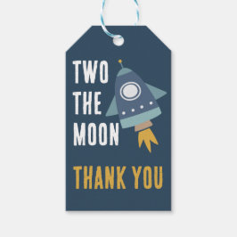 Étiquettes-cadeau Deux Moon Space Rocket 2e fête d'anniversaire