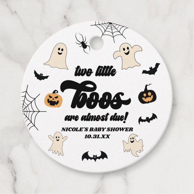 Étiquettes Cadeau Deux petits boos jumeaux Baby shower d'Halloween (Devant)