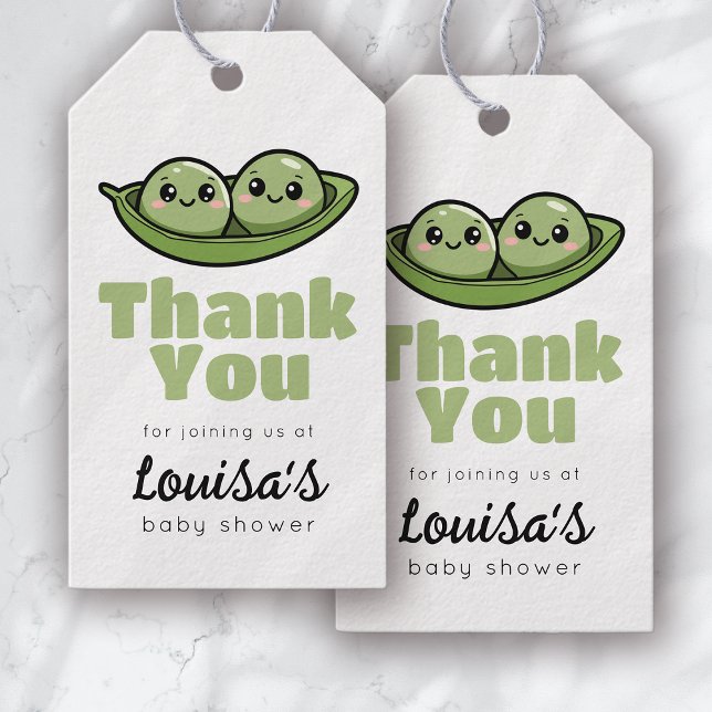 Étiquettes-cadeau Deux petits pois dans un Merci Baby shower Twin Po (Créateur téléchargé)