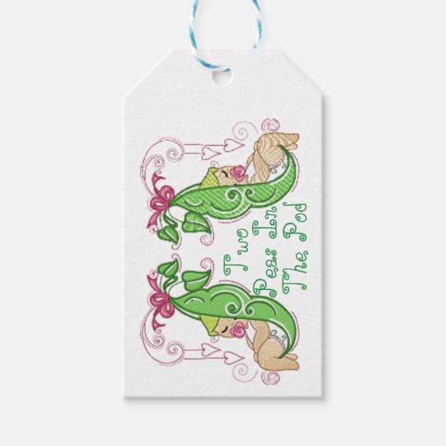 Étiquettes-cadeau Deux Pois Dans Un Balises Favoriser Pod (Devant)