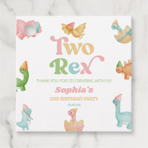 Étiquettes Cadeau Deux Rex Dinosaur 2ème fête d'anniversaire