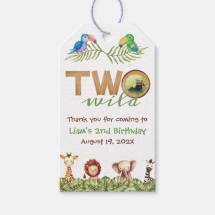 Étiquettes-cadeau Deux Safari sauvage 2e anniversaire Photo Animaux