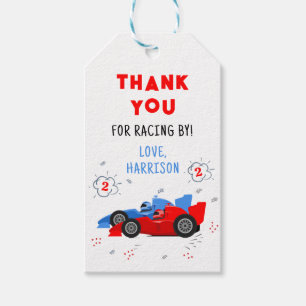 Étiquettes-cadeau Deux voitures de course de 2e anniversaire rapides