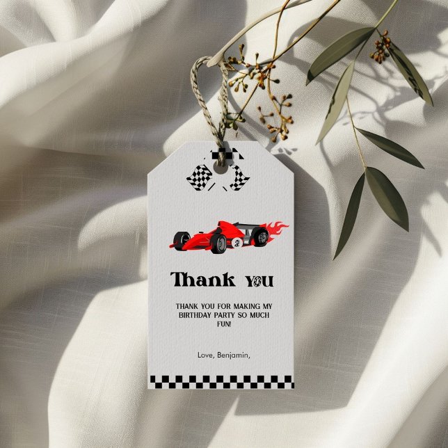 Étiquettes-cadeau Deux voitures rapides garçon 2e anniversaire merci (Créateur téléchargé)