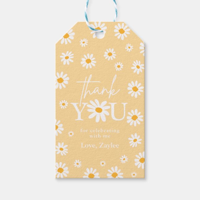 Étiquettes-cadeau Deux Wild 2e fête d'anniversaire Boho Retro Daisy (Devant)