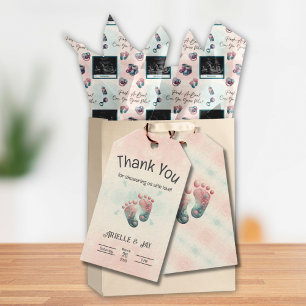 Étiquettes-cadeau "Devine qui c'est" Fête prénatale pour la révélati