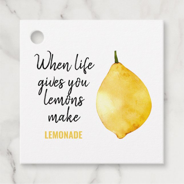 Étiquettes Cadeau Devis jaune citron amusant (Devant)