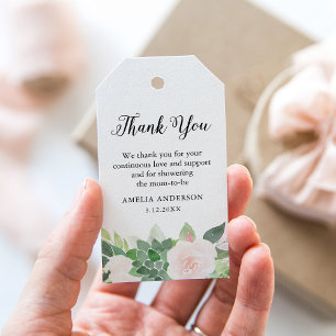 Étiquettes-cadeau DEVON Succulent Blush Floral Baby shower Favoriser