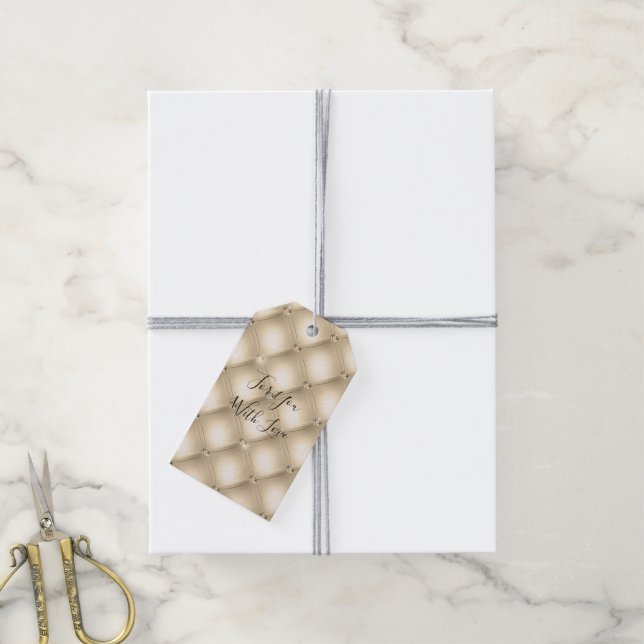 Étiquettes-cadeau Diamant Champagne Crème Doré (Avec de la ficelle)
