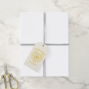 Étiquettes-cadeau Diamant doré personnalisé coeur 20e bijou