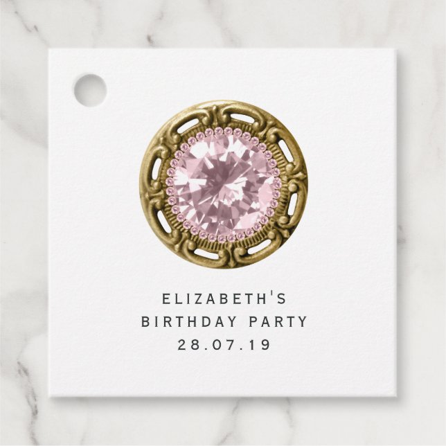 Étiquettes Cadeau Diamant rose (Devant)
