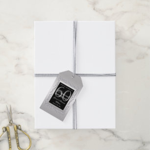 Étiquettes-cadeau Diamants d'argent élégant 60e anniversaire de Mari