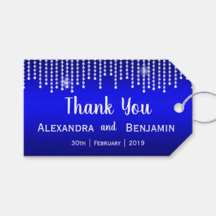Étiquettes-cadeau Diamants et perles Merci Mariage bleu