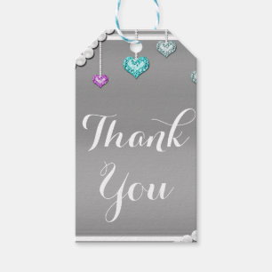 Étiquettes-cadeau Diamants & Perles Bling Bijoux Glam Fête d'anniver