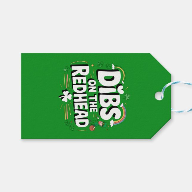 Étiquettes-cadeau Dibs On The Redhead Funny St Patrick's Day (Devant (Horizontal))