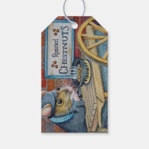 Étiquettes-cadeau Dickens Noël Souris Dégustation de châtaignes Art