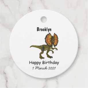 Étiquettes Cadeau Dilophosaurus dessin animé