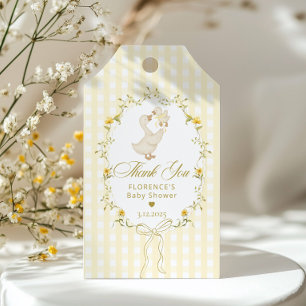 Étiquettes-cadeau Dinde Bow Gingham Baby Shower Merci
