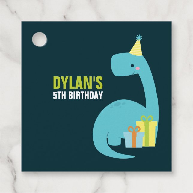 Étiquettes Cadeau Dino Anniversaire de enfant Party (Devant)