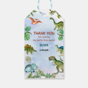 Étiquettes-cadeau Dinosaur Dino T-rex Merci cadeau d'anniversaire