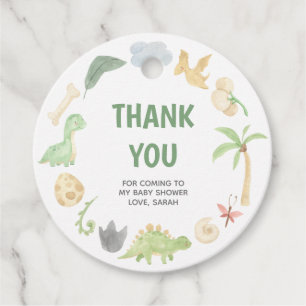 Étiquettes Cadeau Dinosaur Merci Baby shower genre neutre