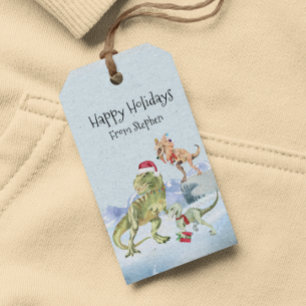 Étiquettes-cadeau Dinosaur Noël Tyrannosaur Raptor Personnalisé
