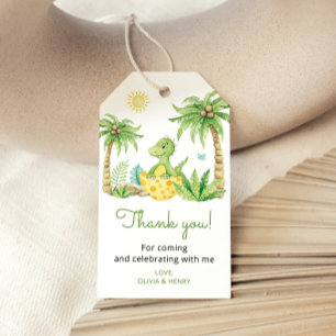 Étiquettes-cadeau Dinosaur Oeuf Cute Aquarelle Baby shower Merci