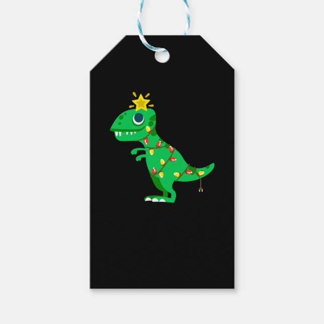Étiquettes-cadeau Dinosaure de Noël (Devant)