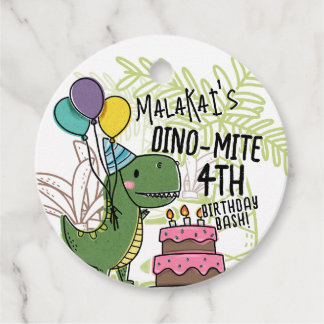 Étiquettes Cadeau Dinosaure fête d'anniversaire de Dino-Mite