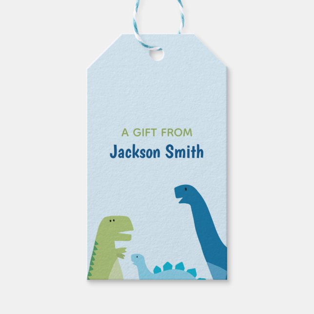 Étiquettes-cadeau Dinosaure personnalisé (Devant)