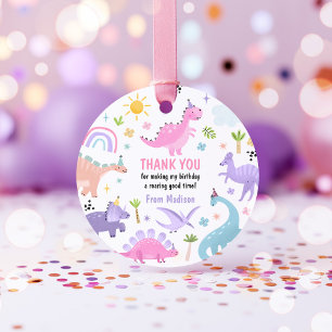 Étiquettes Cadeau Dinosaure rose fête d'anniversaire