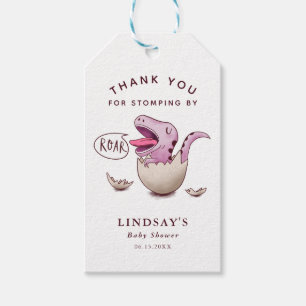 Étiquettes-cadeau Dinosaure rose pâle Baby shower