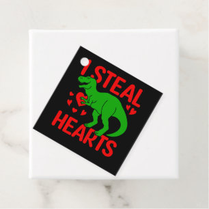 Étiquettes Cadeau Dinosaure Vert Valentine I Voler Coeurs