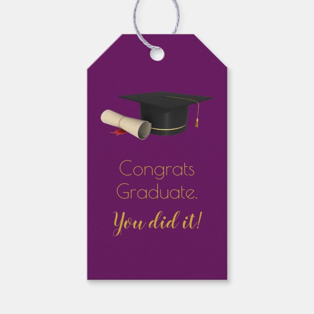 Étiquettes-cadeau Diplôme d'études supérieures et diplôme sur les gr (Devant)