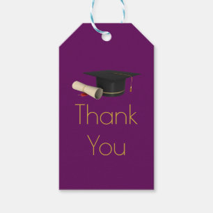 Étiquettes-cadeau Diplôme et diplôme en Merci violet