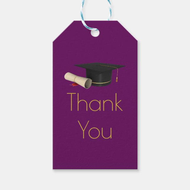 Étiquettes-cadeau Diplôme et diplôme en Merci violet (Devant)